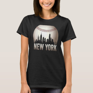 Camiseta Vintage Nova Iorque Skylines Em Baseball Gigante