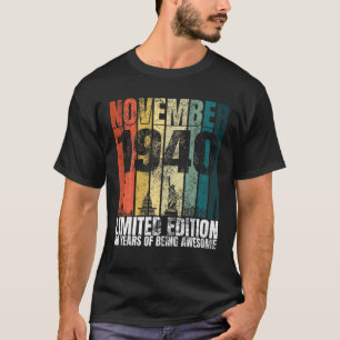 Camiseta Vintage Novembro De 1940 Bday Oferece 80 de 80 Ano