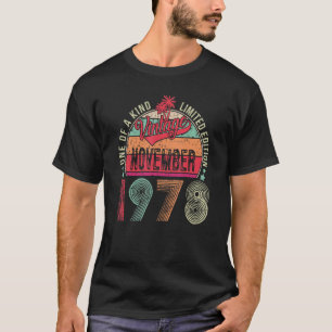 Camiseta Vintage Novembro De 1978, 44 Anos 44 Birthday M