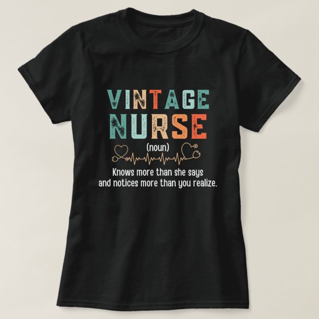 Camiseta Vintage Nurse Definition (Frente do Design)