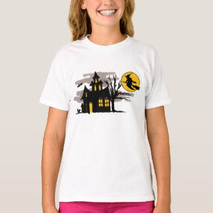 Camiseta Vintage o Dia das Bruxas que voa sobre a casa