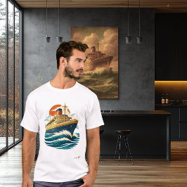 Camiseta Vintage Ocean Liner | Mid-Century Retro Travel