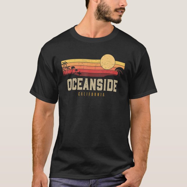Camiseta Vintage Oceanside Beach California Ca Surfer (Frente)