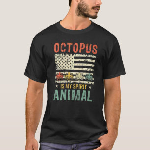 Camiseta Vintage Octopus Spirit Animal Retro Us American Fl