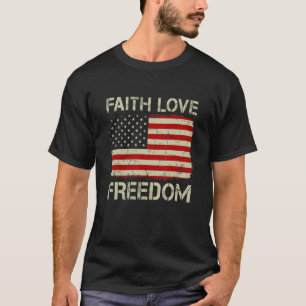 Camiseta Vintage Old American Flag Faith Love Freedom Chri