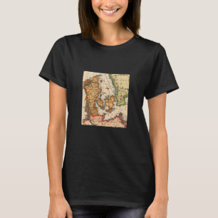 Camiseta Vintage Old World Map Dinamarca