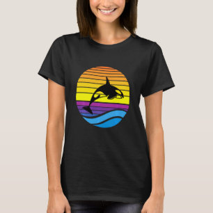 Camiseta Vintage Orca Sunset Retro Sun Colorida Silhout
