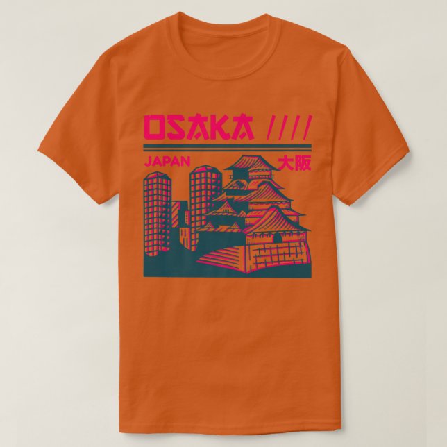 Camiseta Vintage Osaka Japan Skyline Retro Japanese City  (Frente do Design)
