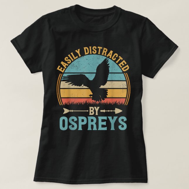 Camiseta Vintage Osprey Bird Lover Facilmente Distraída Pel (Frente do Design)