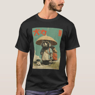 Camiseta Vintage Otaku Tanuki Japonês Cute Raccoon