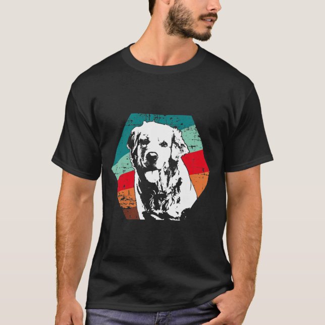 Camiseta Vintage - Ouro Retriever Men Mulheres Novas (Frente)