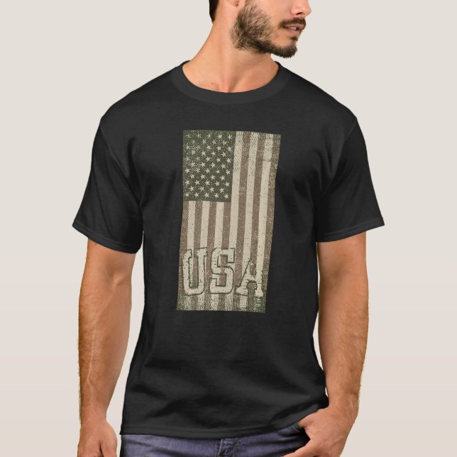 Camiseta Vintage Outdoor Camouflage USA Flag (Frente)