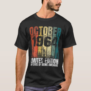 Camiseta Vintage Outubro 1964 Bday Oferece 56 Anos 56