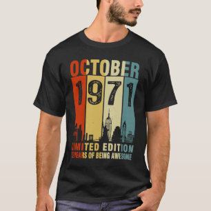 Camiseta Vintage outubro de 1971 52 anos 52 anos Aniversári