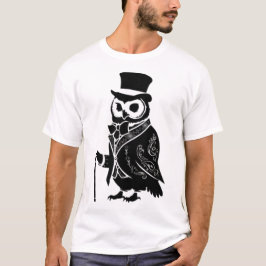 Camiseta Vintage Owl Gentleman Silhouette