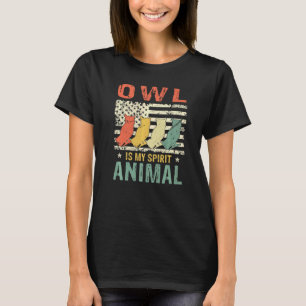 Camiseta Vintage Owl Spirit Animal Retro Us Flag Americano