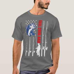 Camiseta Vintage Pai de pesca EUA Bandeira Reel Legal Padre
