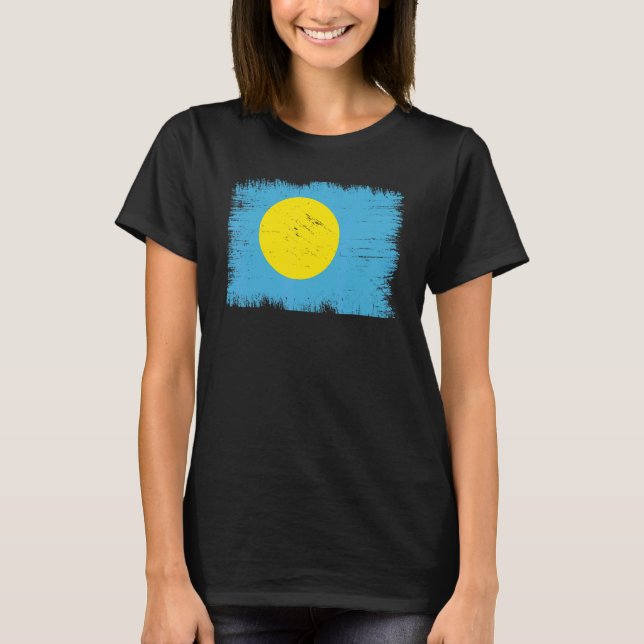 Camiseta Vintage Palau Flag Palauan Independence Day (Frente)