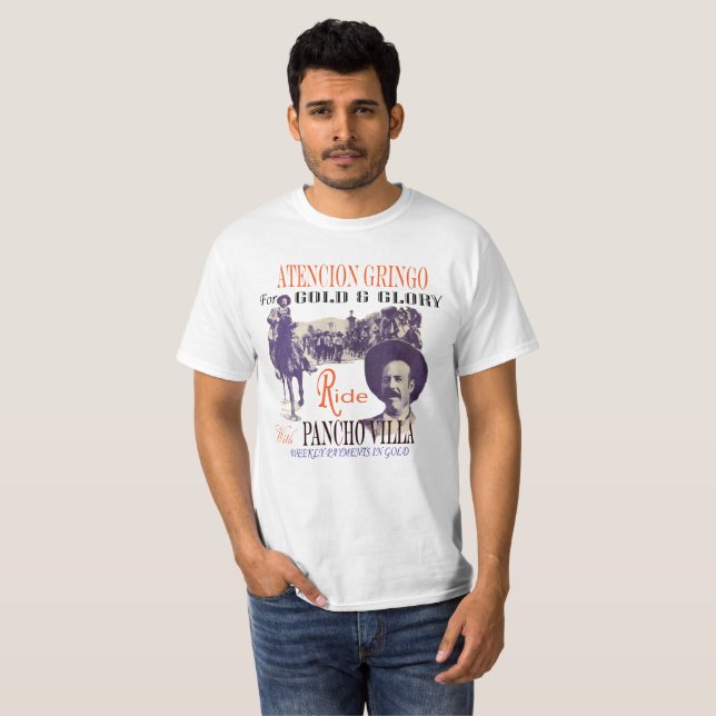 Camiseta Vintage Pancho Villa 🎖️ Recrutamento Anúncio (Frente Completa)