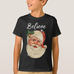 Camiseta Vintage Papai Noel Face Acredite Na Família De Nat