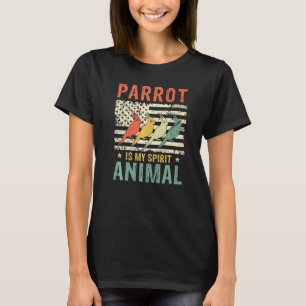 Camiseta Vintage Parrot Spirit Animal Retro Us American Fla