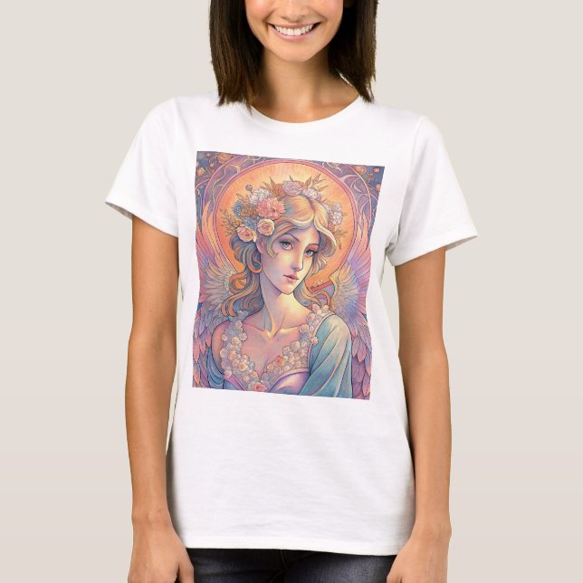 Camiseta Vintage Páscoa Angel no estilo Art Nuovo. (Frente)