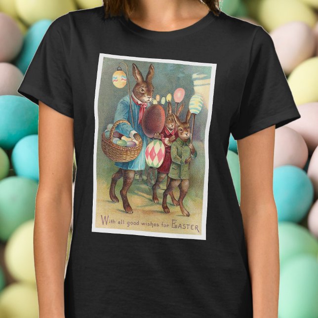 Camiseta Vintage Páscoa vitoriana deseja coelhos (Criador carregado)