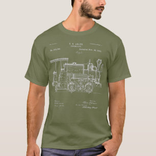 Camiseta Vintage Patent Impressão 1886 Comboio-Vapor Locom