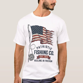 Camiseta Vintage Patriotic Fishing Flag Vector Design_1