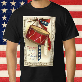 Camiseta Vintage Patriotic, Tambores com Notas Musicais
