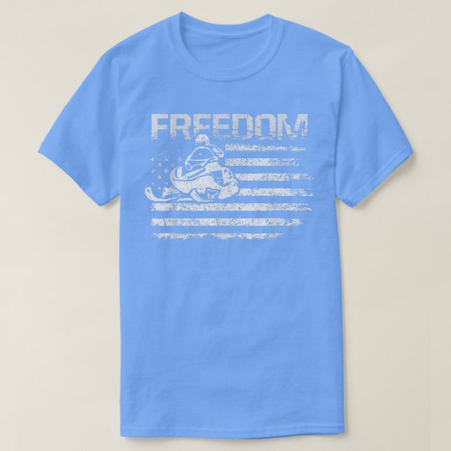 Camiseta Vintage Patriotic USA Flag Snowmobile Freedom Snow (Frente do Design)