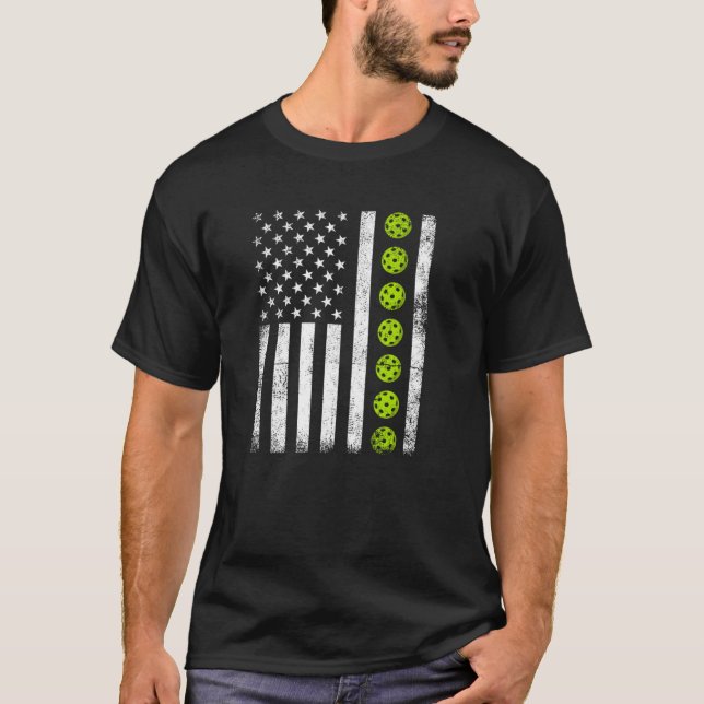 Camiseta Vintage Patriotic USA Pickleball (Frente)