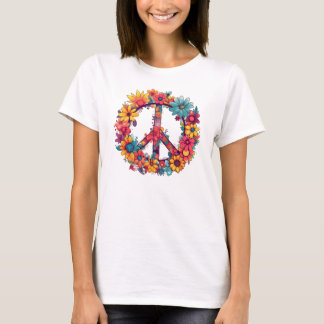 Camiseta Vintage Peace and Wild Flowers