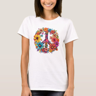 Camiseta Vintage Peace and Wild Flowers