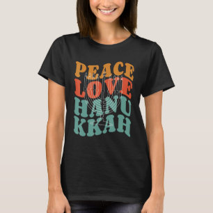 Camiseta Vintage Peace Love Hanukkah Jewah Menorah Chanuka