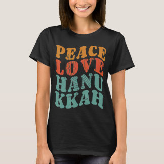 Camiseta Vintage Peace Love Hanukkah Jewah Menorah Chanuka