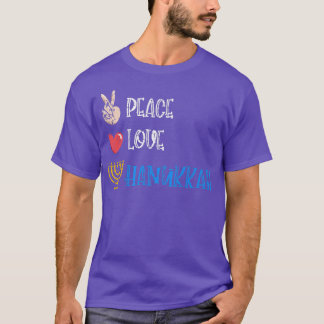 Camiseta Vintage Peace Love Hanukkah Jewish Menorah Candle