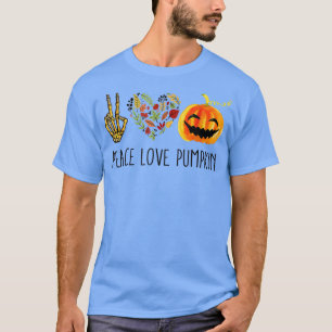 Camiseta VIntage Peace Love Pumpkin Happy Halloween Para Ho