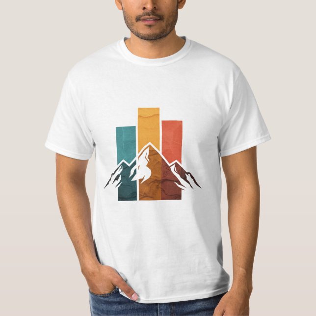 Camiseta Vintage Peaks and Retro Mountainscape (Frente)