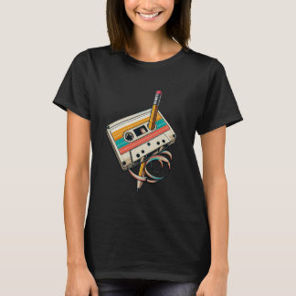 Camiseta Vintage Pencil Rewind Cassette Tape Nostalgia Part