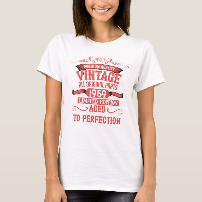 Camiseta Vintage personalizado 65.o aniversário dá vermelho (Frente)