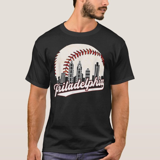 Camiseta Vintage Philadelphia Baseball Skyline Retro Philly (Frente)