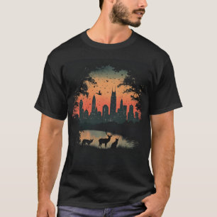 Camiseta Vintage Philadelphia Skyline com Wildlife.