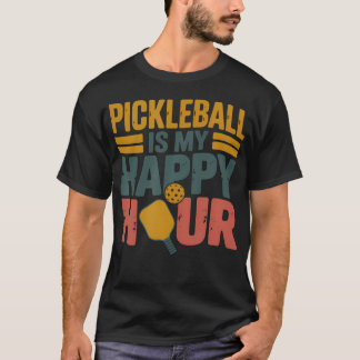 Camiseta Vintage Pickleball É Minha Hora Feliz Jogador Retr