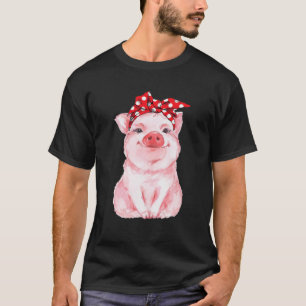 Camiseta Vintage Pig Cute Bandana