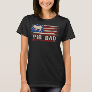 Camiseta Vintage Pig Pai Americano Bandeira Fazendeiro Amer