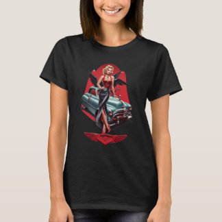 Camiseta Vintage Pin-up Girl and car designer