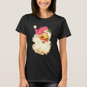 Camiseta Vintage Pink Papai Noel Rosa Design de Natal
