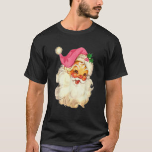 Camiseta Vintage Pink Papai Noel Rosa Design de Natal