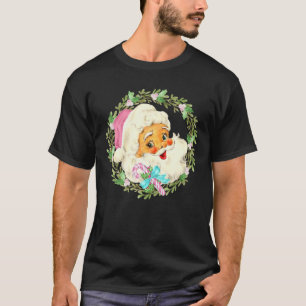 Camiseta Vintage Pink Papai Noel Rosa Design de Natal